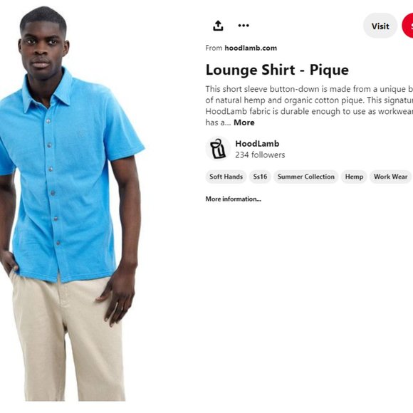 Hemp Hoodlamb Lounge Polo Red Medium Organic cotton hemp - Picture 3 of 3